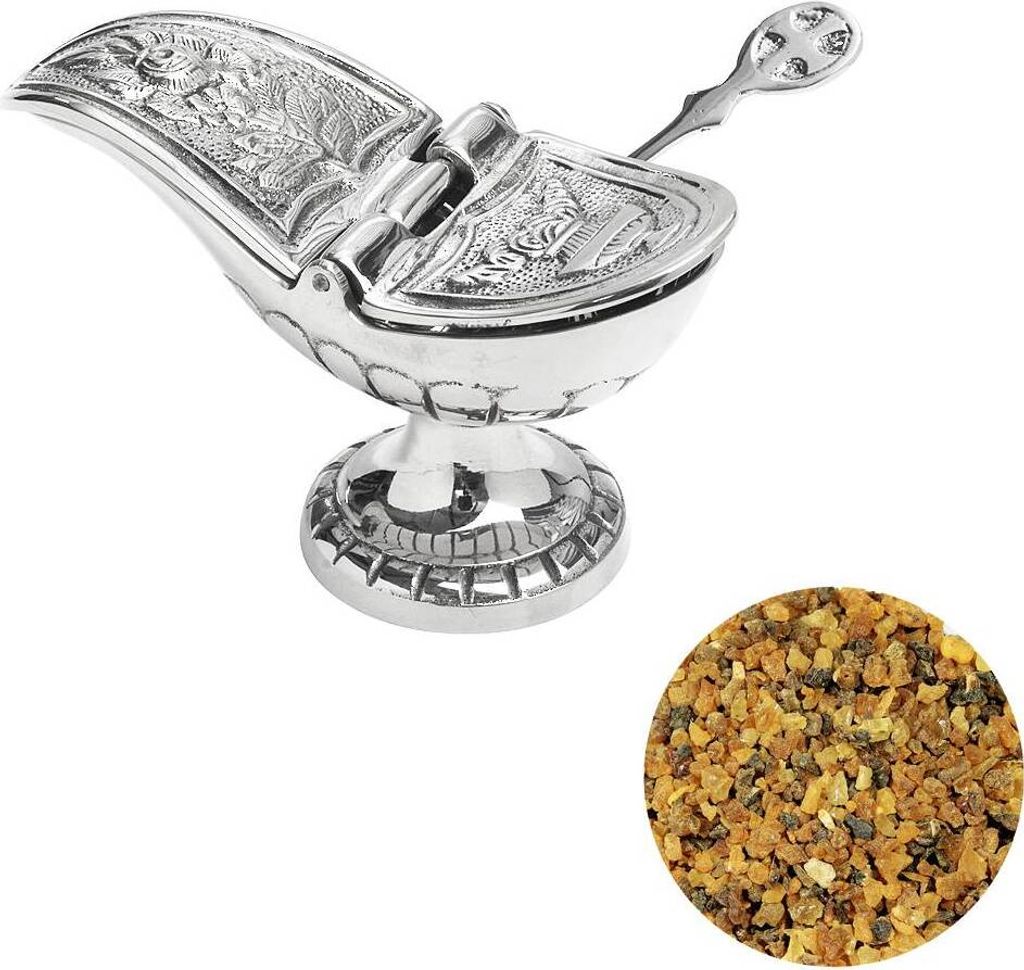 Set 1x Weihrauchschiffchen 1x Löffel 1x Weihrauch Myrrhe 100g Kirchenqualität