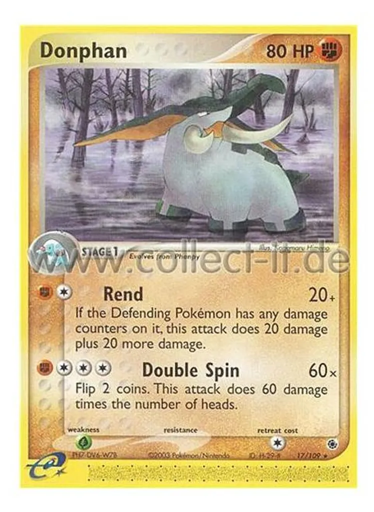 Donphan 17/109 Holo Rare - Version Anglaise Pokémon Rubis & Saphir