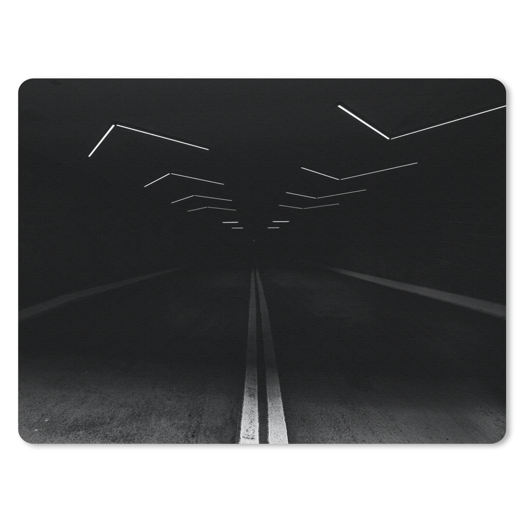 MuchoWow Mauspad Mousepad Schwarz - Weiß - Straße - Tunnel 40x30 cm - Mousepads - Maus Mat - Pad - Mausunterlage - Anti Rutsch