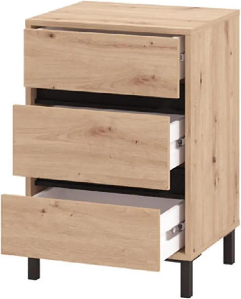 Table de nuit 48x40x71h cm avec étagère de stockage, finition Marron