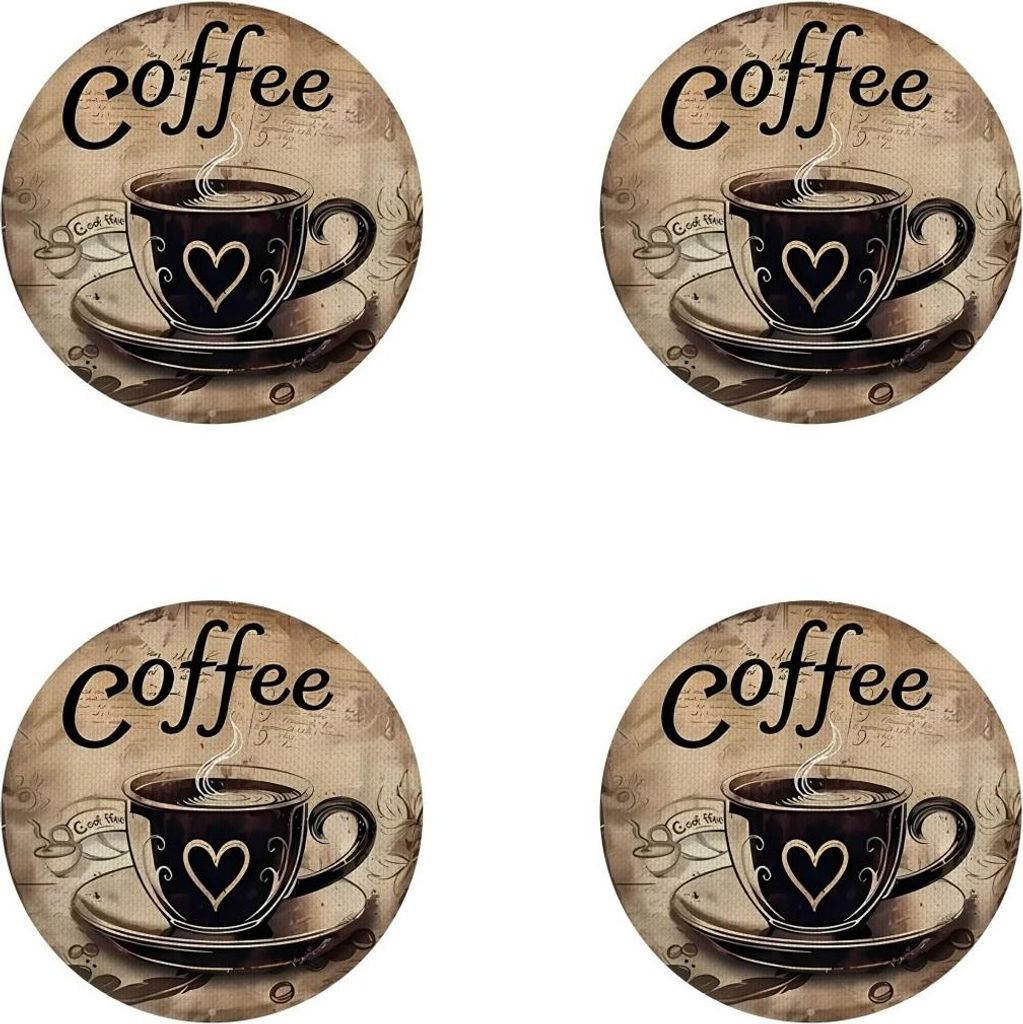 INF 4er Set Hitzebeständige, Rutschfeste Untersetzer aus Polyester für Kaffee