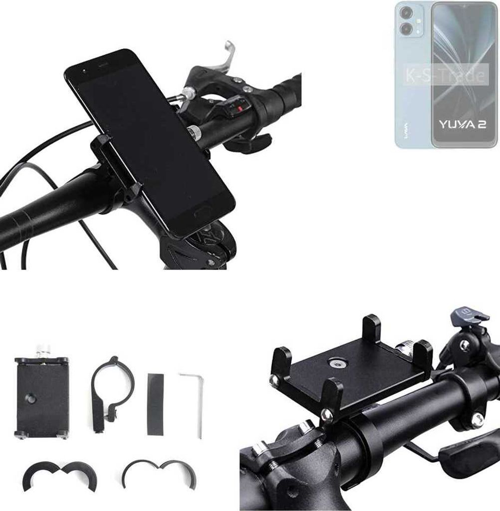 K-S-Trade Handyhalterung für das Fahrrad kompatibel mit Lava Yuva 2 Halter Lenkstange Fahrradhalterung Motorrad Bike Mount Befestigung Smartphone