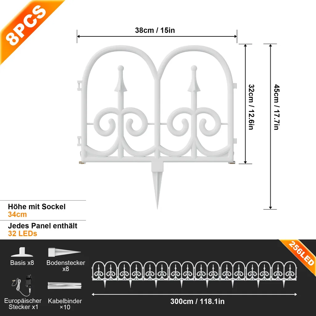 Bordure de jardin décorative blanche à bords bombés en plastique 3m - 2