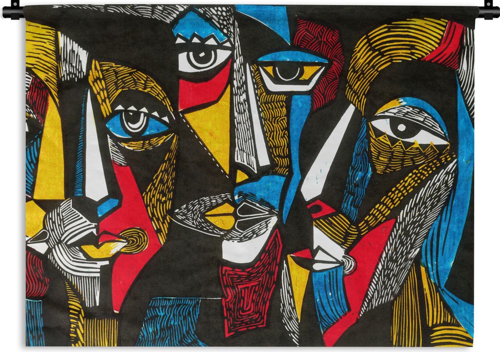 MuchoWow Wandteppich Wandbehang Malerei - Ölgemälde - Kubismus 60x45 cm Tapisserie Dekoration Wandtuch - Das Schlafzimmer