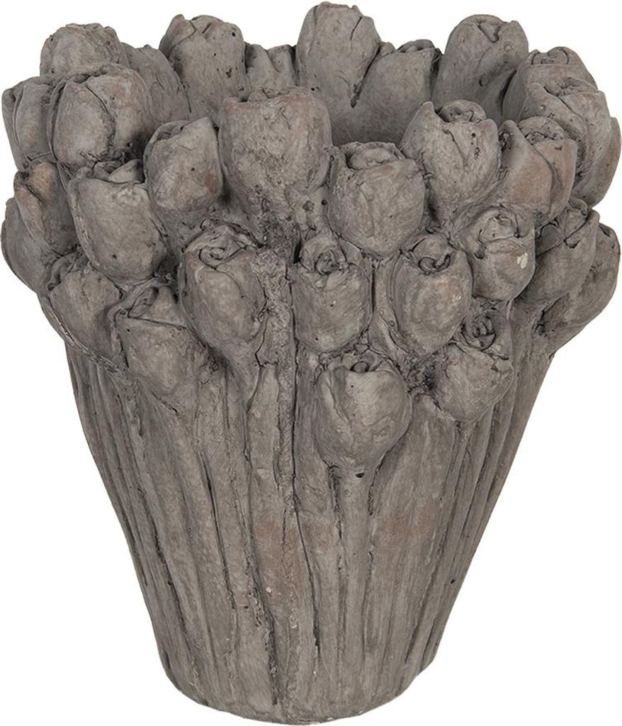 Clayre & Eef Blumentopf Ø 23x25 cm Grau Stein Blumen