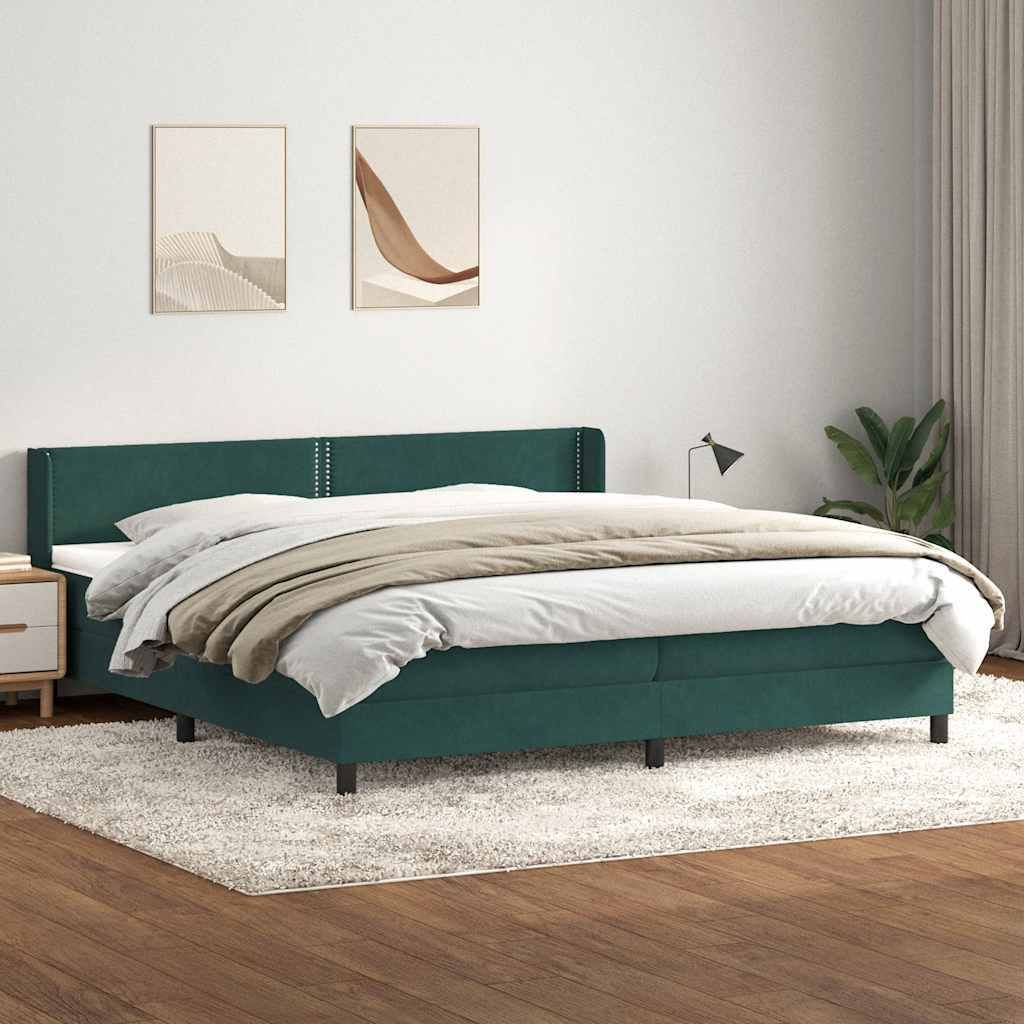 Maison Exclusive - Boxspringbett mit Matratze Dunkelgrün 180x220 cm Samt