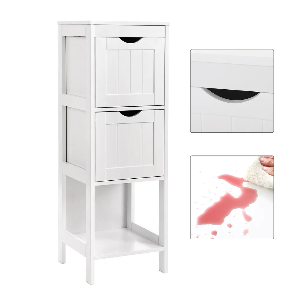 VASAGLE Commode de salle de bain blanche BBC42WT à 2 tiroirs - 5