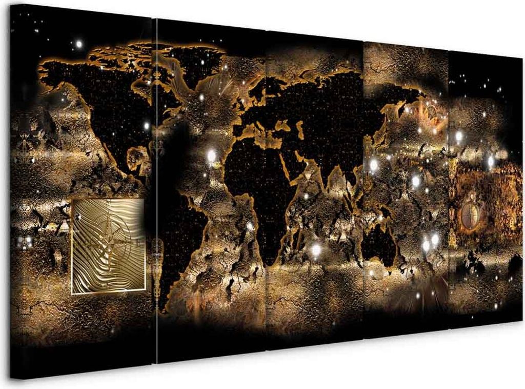 Italienischer Leinwand Leinwandbild - World at Night 200x80 cm Karten k-A-0362-b-n