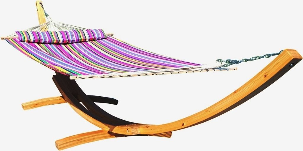 ALEOS. AS-S 410cm XXL Hängemattengestell NATUR-FILLED EDITION PINK Hängematte mit Gestell aus Holz Lärche mit Stabhängematte (GEPOLSTERT) inkl....