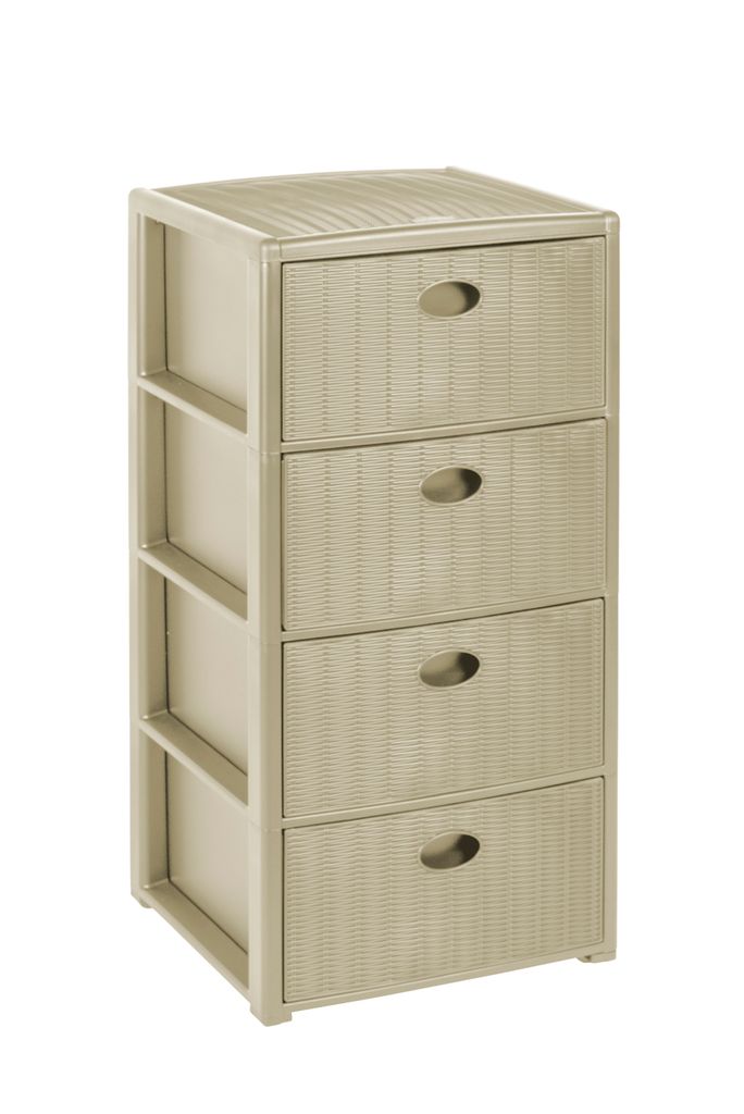 Kreher XL Rollbarer Schubladentower mit 4 Schüben im Rattan Produktbild 