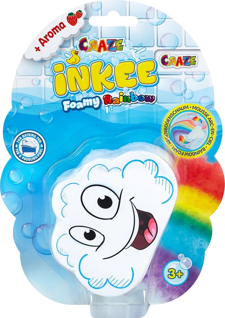 CRAZE 22511 - INKEE Foamy Rainbow - Regenbogen Badezusatz mit Erdbeerduft Schaum Badeschaum Badesalz Wolke