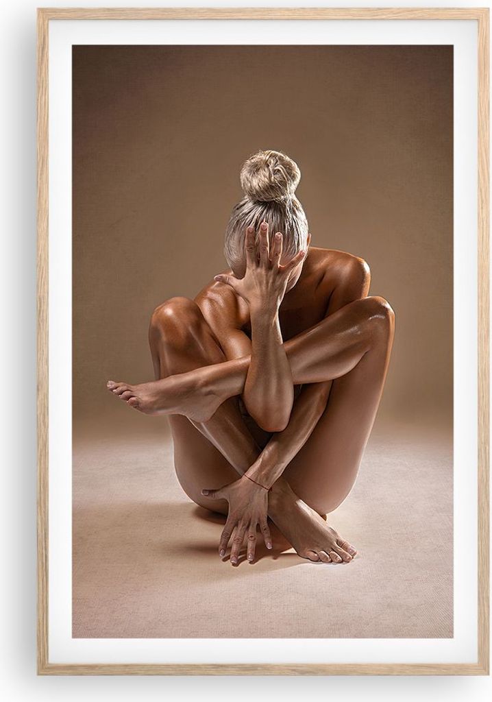 Gerahmtes Poster - Rahmen in heller Eiche - Nackt Frau Figur - 61x91,5 cm - Wand Bild - Wanddeko - Wandbilder - Kunstposter - Wandposter - Bilderra...