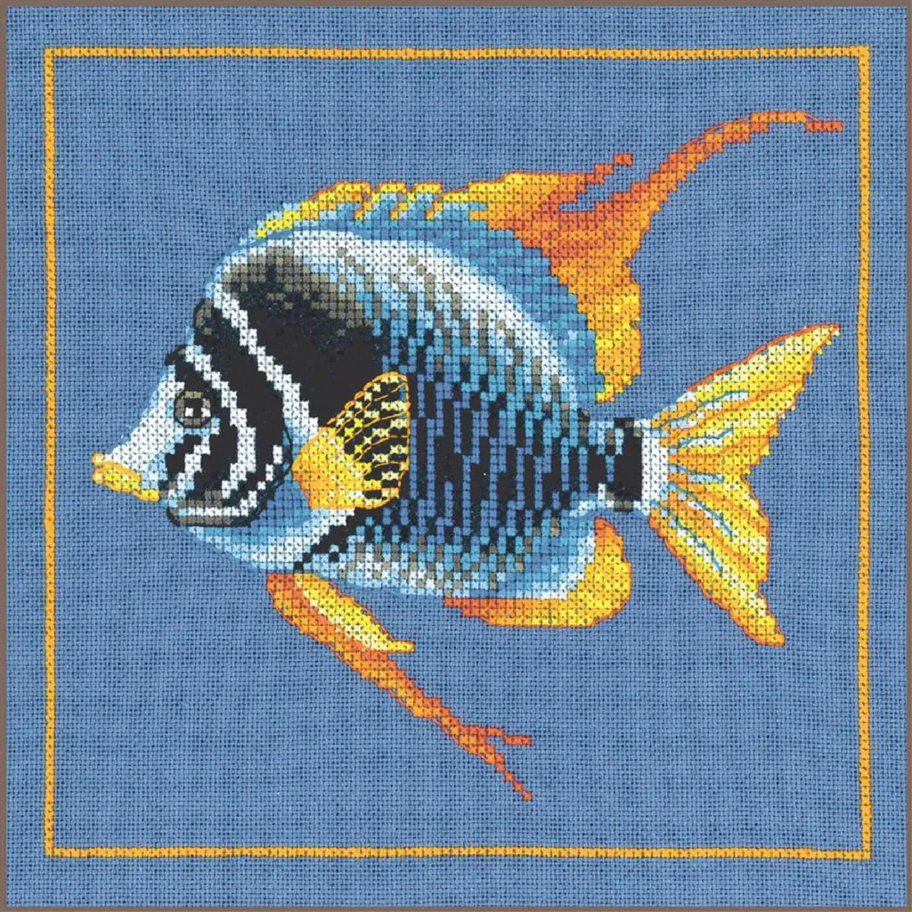 Canevas point de croix compté Poisson zèbre ardent Lanarte kit complet 20cm