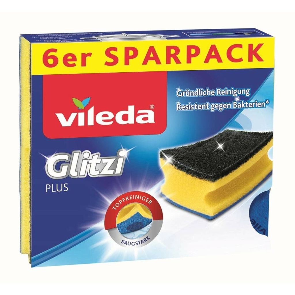Vileda Glitzi Plus w/ Antibac 6 Multipack, Čierna, Modrá, Obrázok produktu 