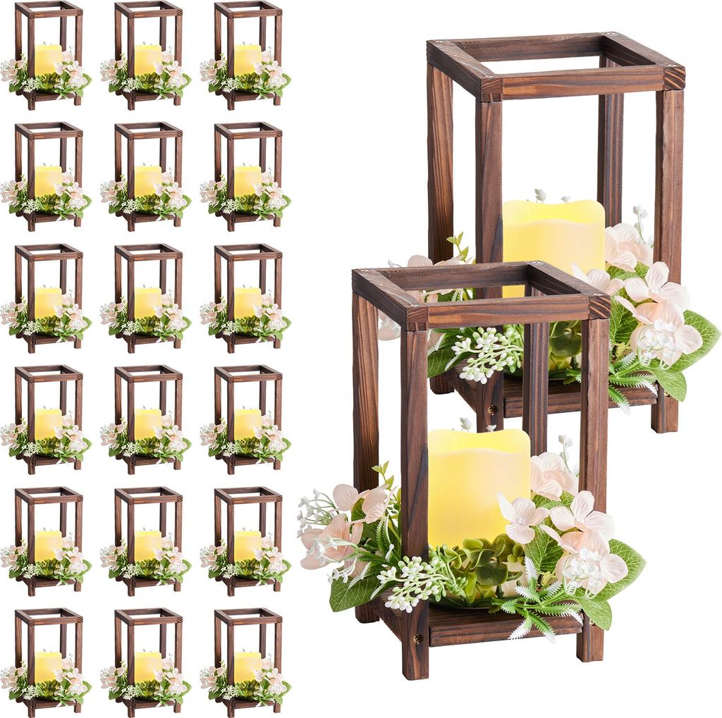 SucceBuy Lot de 20 lanternes en bois avec bougeoirs, Image du produit 