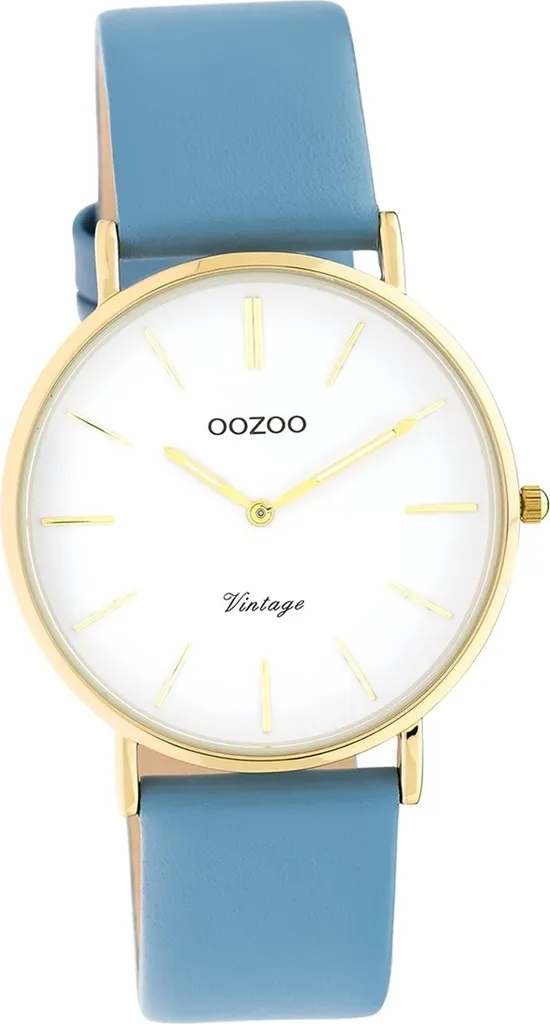 Oozoo Femme Montre Analogique Bleu Bébé C20225 Vintage Bracelet Cuir