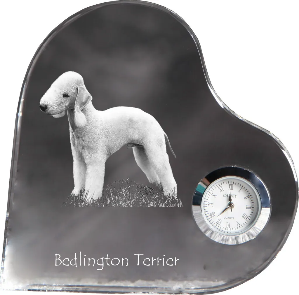 Horloge Bedlington Terrier à cristal Art-Dog personnalisée avec photo