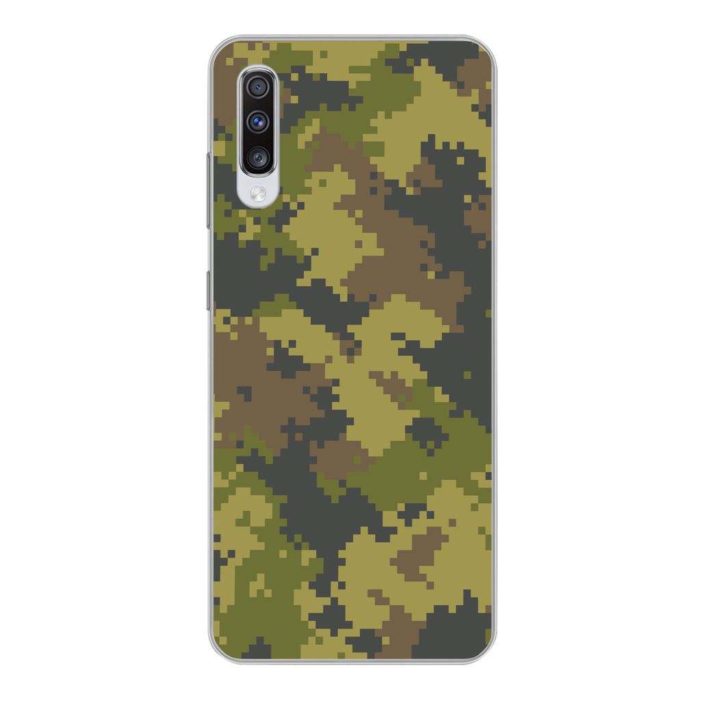 MuchoWow Handyhülle Schutzhülle Hülle für Samsung Galaxy A70 Illustriertes Tarnmuster von Pixeln Silikon Softcase Handy Hülle - Schutzhaube