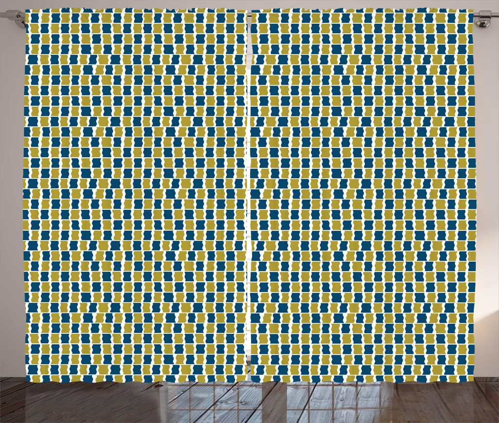 ABAKUHAUS Rideau Rétro Rustique 280x225 cm, Kaki Foncé et Bleu Nuit