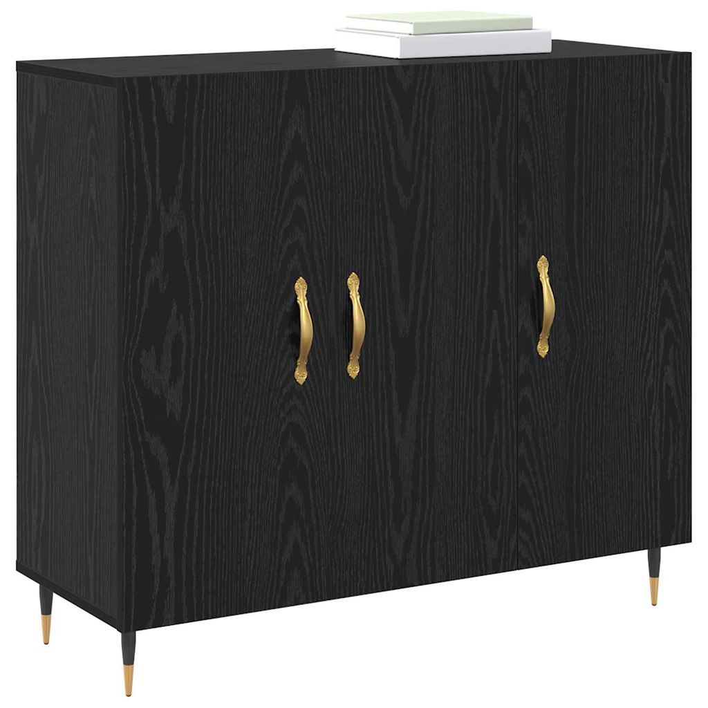 Sideboard Schwarz Eichen-Optik 90 x 34 x 80 cm Holzwerkstoff