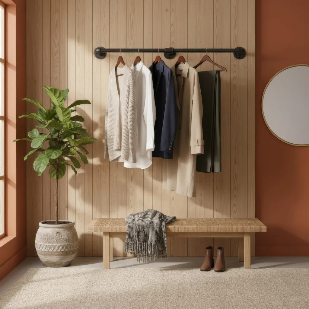 Patère Murale Noire avec Design Compact - Support de Vêtements Mural Moderne