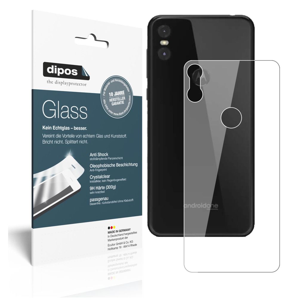 2x Schutzfolie für Motorola One Rückseite - Anti-Shock 9H Folie dipos Glass