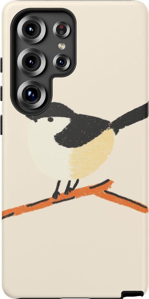 Minimalistische Vogel-Illustration auf Ast – Hülle Kompatibel mit Galaxy S25 Ultra