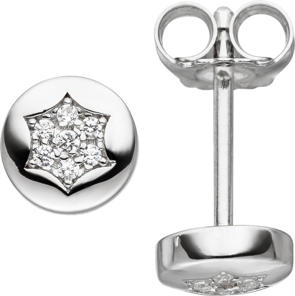 Ohrstecker Ohrringe Sternchen Sterne mit weißen Zirkonia rund 925 Silber