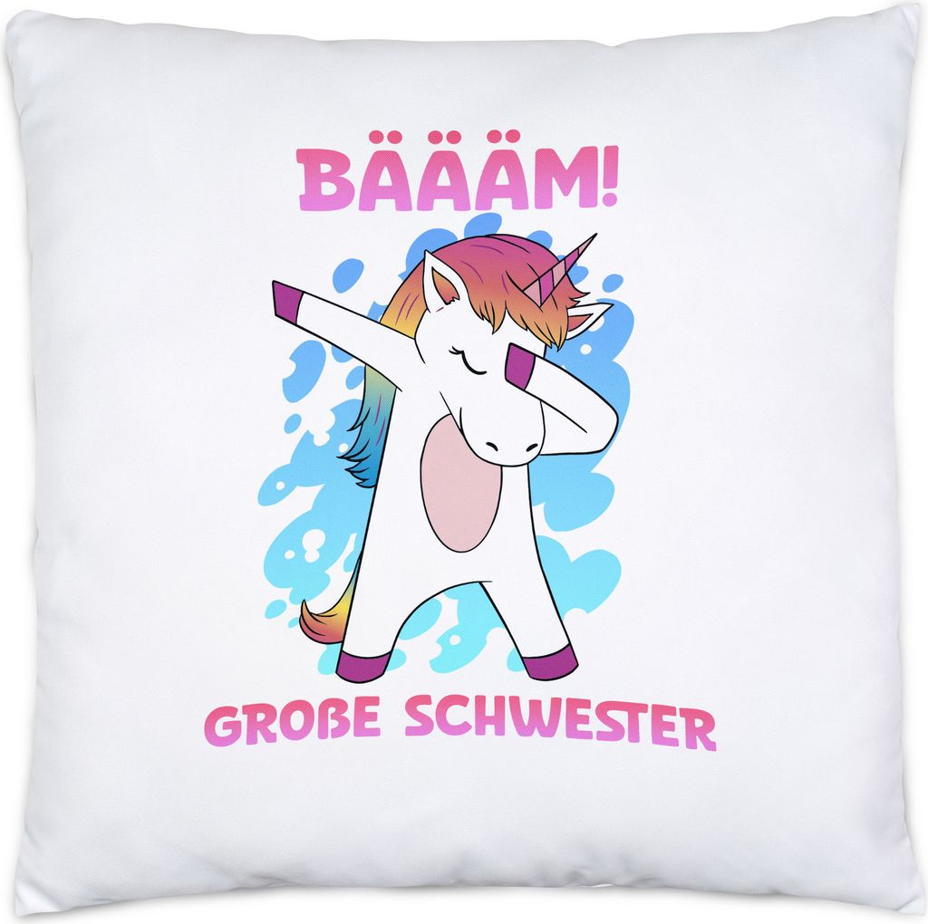 Bäääm Große Schwester Kissen Inkl Füllung Einhorn Schwangerschaft Ankündigung Babyparty Babyshower Geschwister
