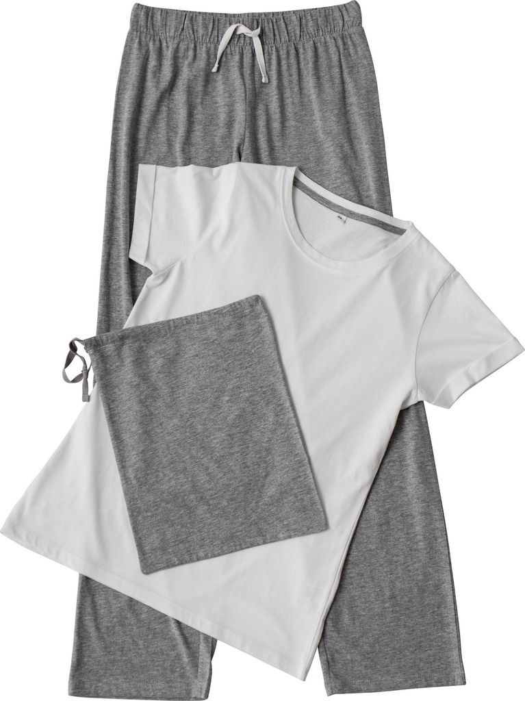 Towel City Damen Pyjama T-Shirt und Hose Set RW5461 (XS) (Weiß/Grau Meliert)