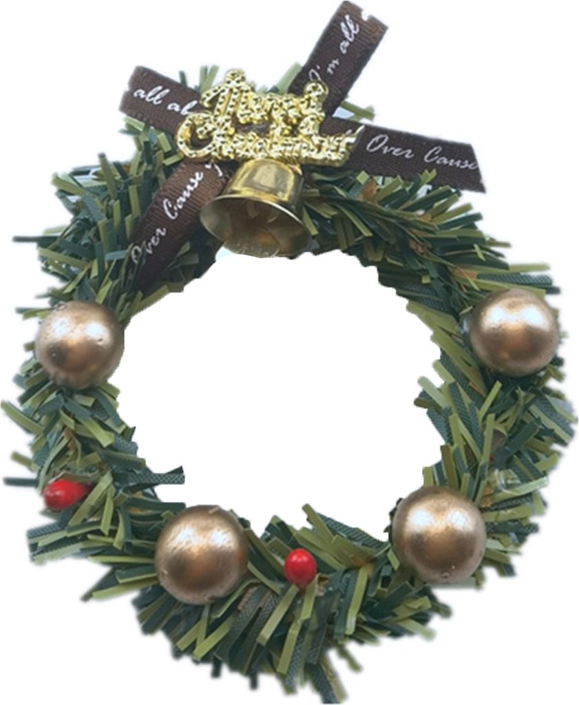 1 Set Weihnachtskranz DIY auffällige handgefertigte tragbare Miniaturstatue-Girlande-Ornament für Puppenhaus-Warmes Licht