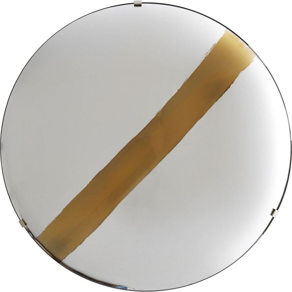 Casa Padrino Luxus Spiegel mit goldenem Streifen Ø 119 cm - Runder konkaver Wandspiegel mit Wandhalterung - Luxus Kollektion