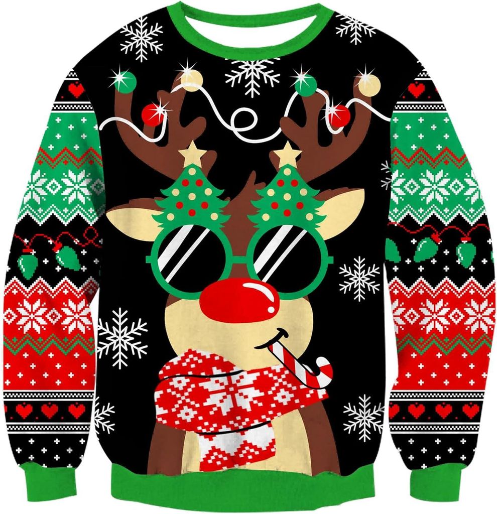 Weihnachtlicher Kinderpullover aus Strick Warmes Rentiermuster 11-12 Jahre