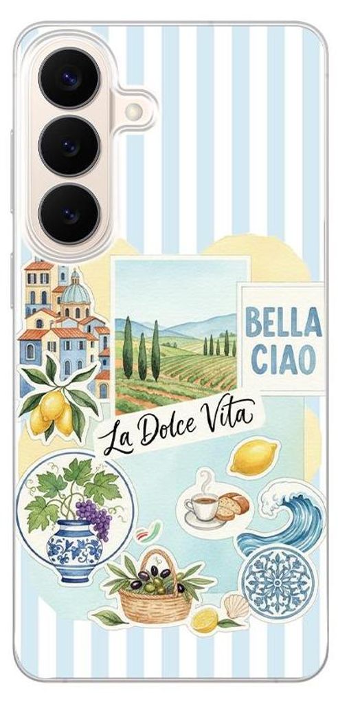Hartschalenhülle für das Samsung Galaxy S26 Plus, kompatibel mit MagSafe, transparent, Urlaub in Italien, italienische Spezialitäten, La Dolce Vita