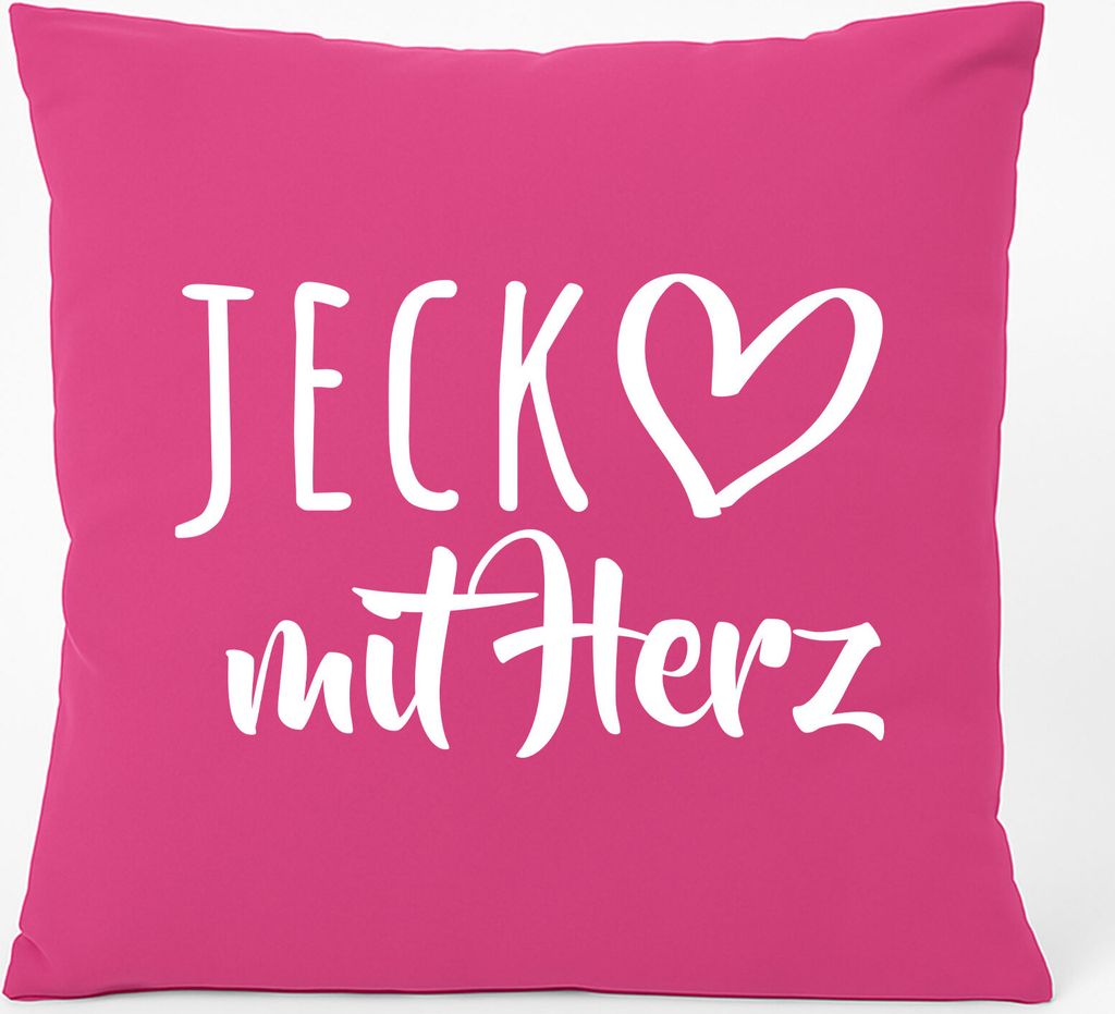 Huuraa Kissen Jeck mit Herz 40x40cm mit Füllung Fuchsia Baumwolle Dekokissen Geschenkidee