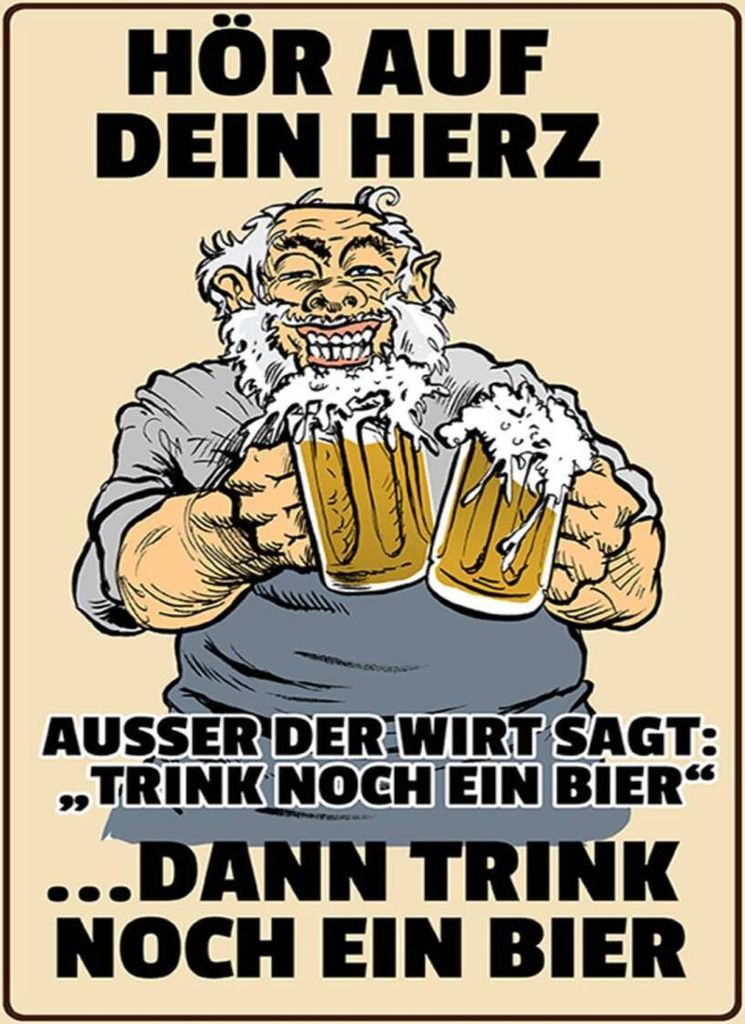 vianmo Holzschild 40x30 cm hör auf dein Herz trink Bier