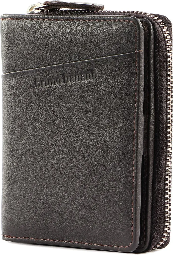 Portefeuille Homme bruno banani Marron Foncé avec Zip et Rabat Style
