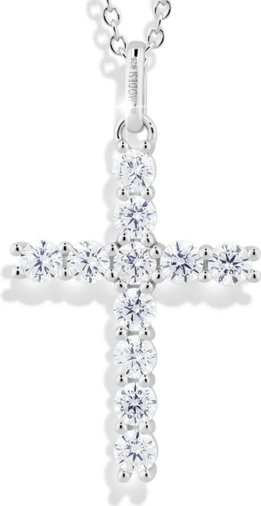 Collana Argento Lucido Cross M00441: Pendente Croce Elegante per Uomo