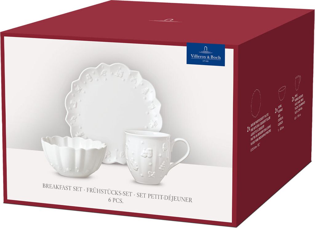 Plat Petit Déjeuner Carré Villeroy & Boch Delight 22cm, Porcelaine Blanche, Neuf