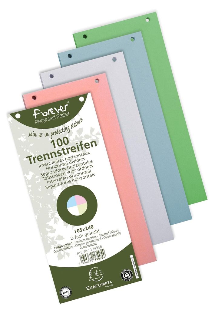EXACOMPTA Trennstreifen 105 x 240 mm, 180 g/qm, sortiert Imagen del producto 