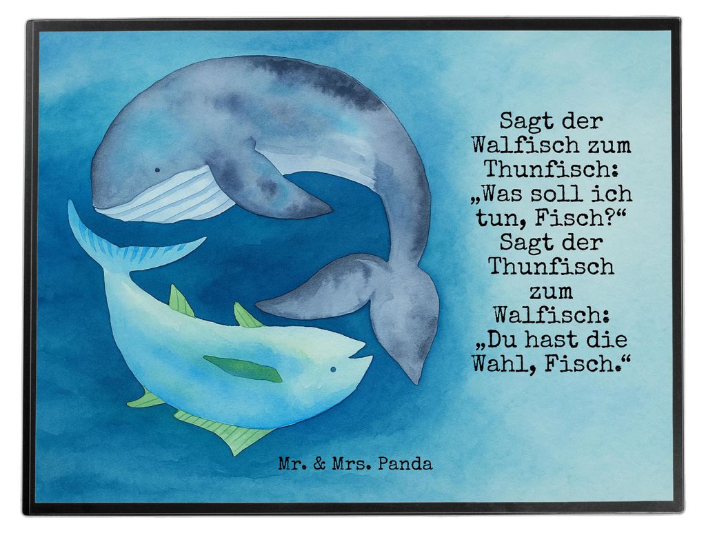 Mr. & Mrs. Panda schreibtischunterlage Walfisch Thunfisch Design - Weiß - Geschenk, Unterlage Schreibtisch, tischmatte, Schreibunterlage, schreibt...