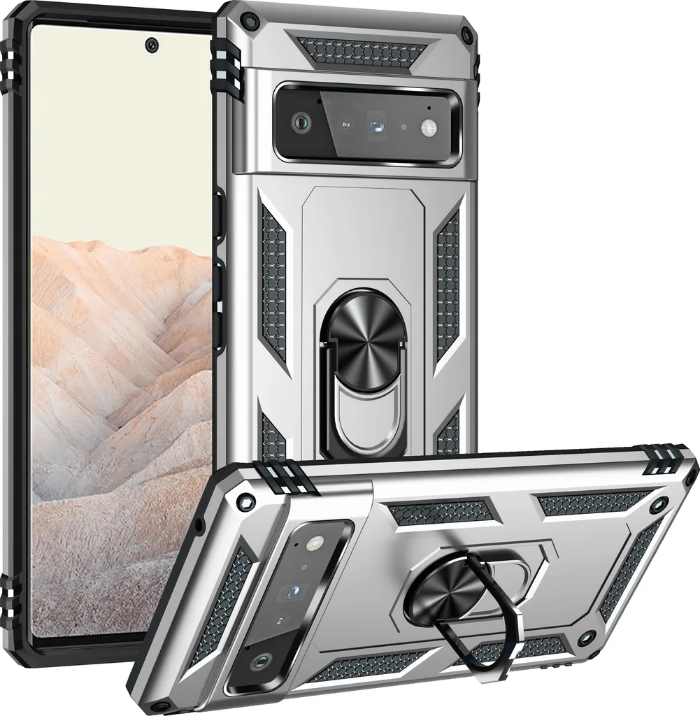 Custodia Google Pixel 6 Pro Argento: Protezione Militare e Anello