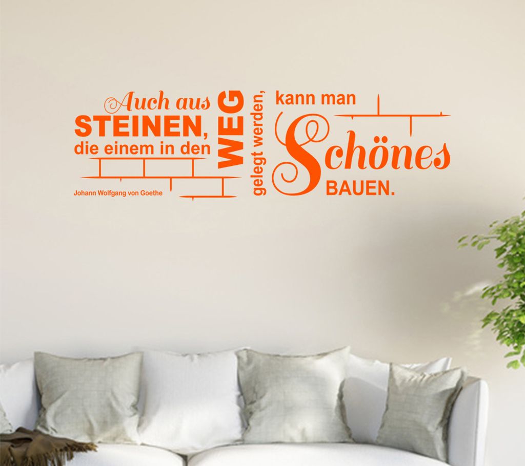 Auch aus Steinen, die einem ... Wandtattoo in 6 Größen - Wandaufkleber Wall Sticker - Dekoration, Küche, Wohnzimmer, Schlafzimmer, Badezimmer