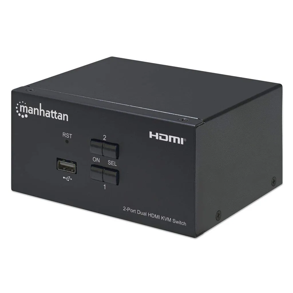 Manhattan 153522 Switch KVM HDMI Dual-Monitor 4K 2 Ports pour Bureau