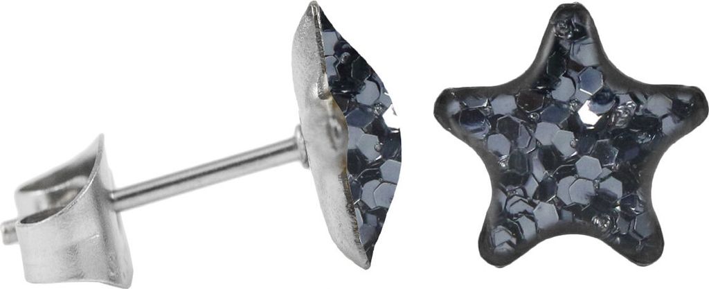 Ohrstecker Chirurgenstahl glitzernder Stern Farbe - Schwarz