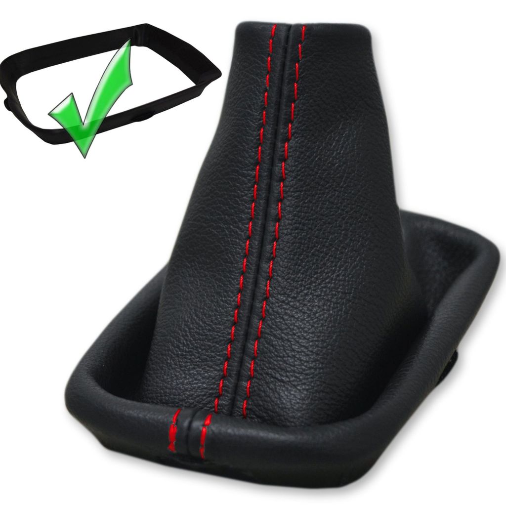 VOLVO V50 S40 C30 Schaltmanschette Schaltsack + Rahmen Echtes Leder Roter Faden