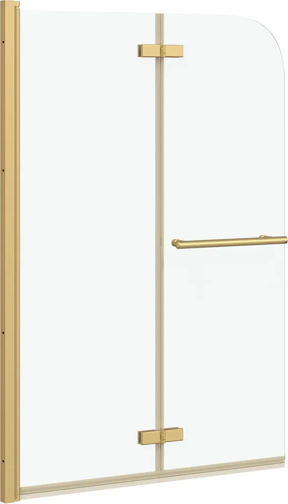 vidaXL Paroi de douche dorée et verre trempé transparent 95 x 140 cm