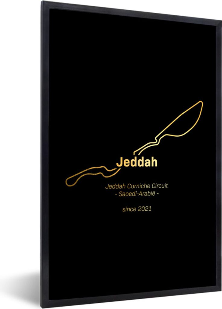 MuchoWow Gerahmtes Poster Formel 1 - Jeddah - Rennstrecke 60x90 cm - Poster mit Schwarzem Bilderrahmen Wandposter Rahmen Foto Bilder - Kunst