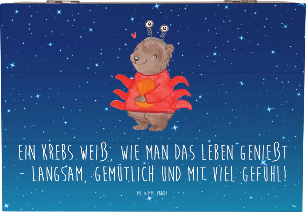 Mr. & Mrs. Panda Schatulle Krebs Genießer 22 x 15 cm - Sternenhimmel Blau - Geschenk, Sternzeichen, Ruhe, schmuckbox, Box, Ein weiß, Empathie, Ge...