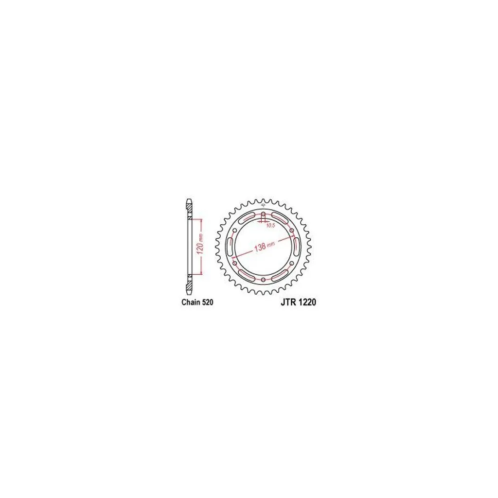 Pignone JT Pignoni 520 38Z diametro interno 120 mm cerchio di bulloni 138 mm - 2